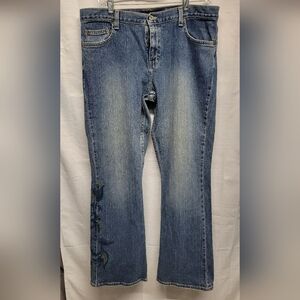 Calvin Klein Vintage Rare 90's Low Rise Flare Jeans with Embroidery 99% Cotton
